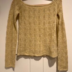 American Eagle Outfitters Off-the-Shoulder Yellowish green Sweater